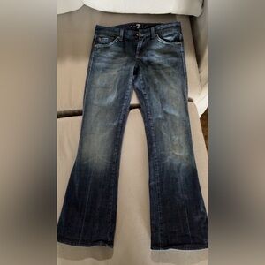 7 For All Mankind Blue Flare Wide Leg Jeans